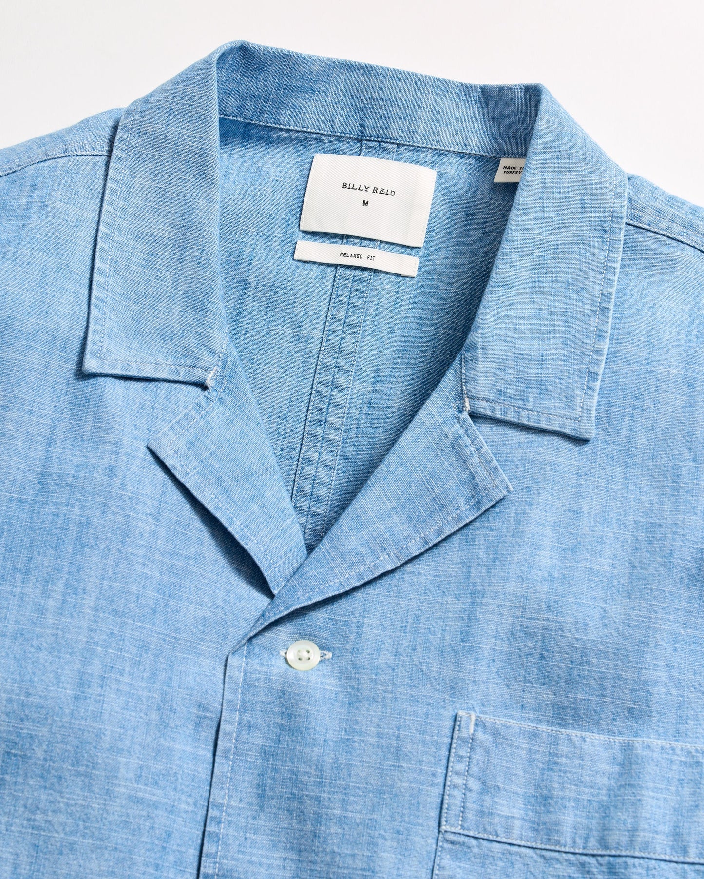 Short Sleeve Chambray Camp Shirt Light Chambray Billy Reid