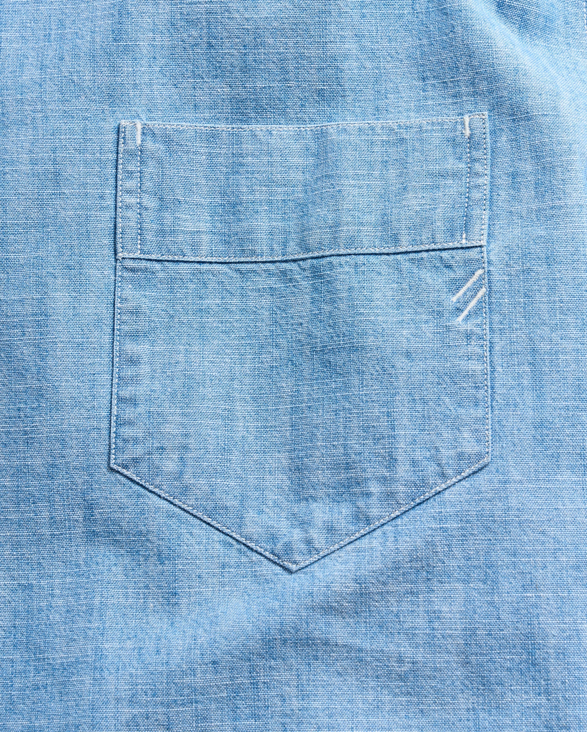 Short Sleeve Chambray Camp Shirt Light Chambray Billy Reid