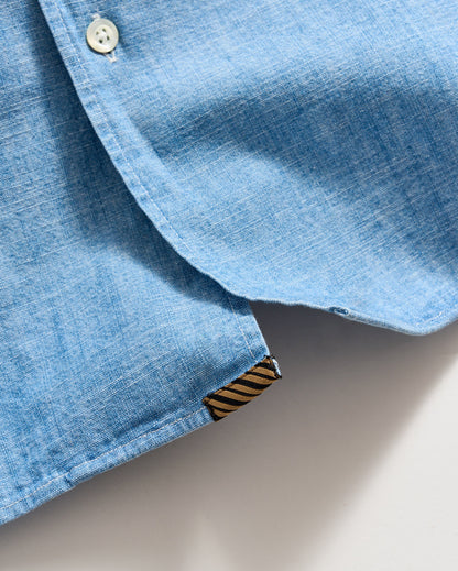 Short Sleeve Chambray Camp Shirt Light Chambray Billy Reid