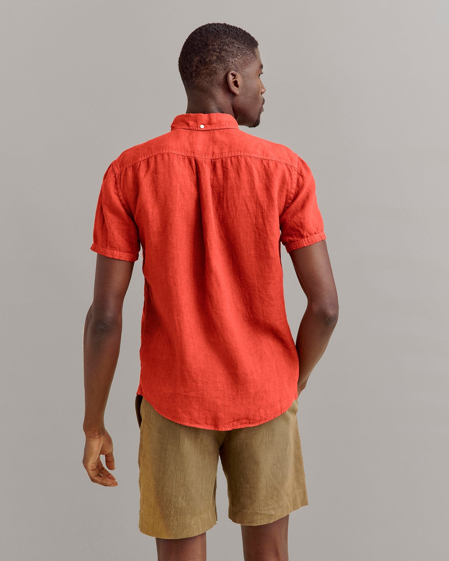 Short Sleeve Linen Tuscumbia Shirt Button Down Brick Billy Reid