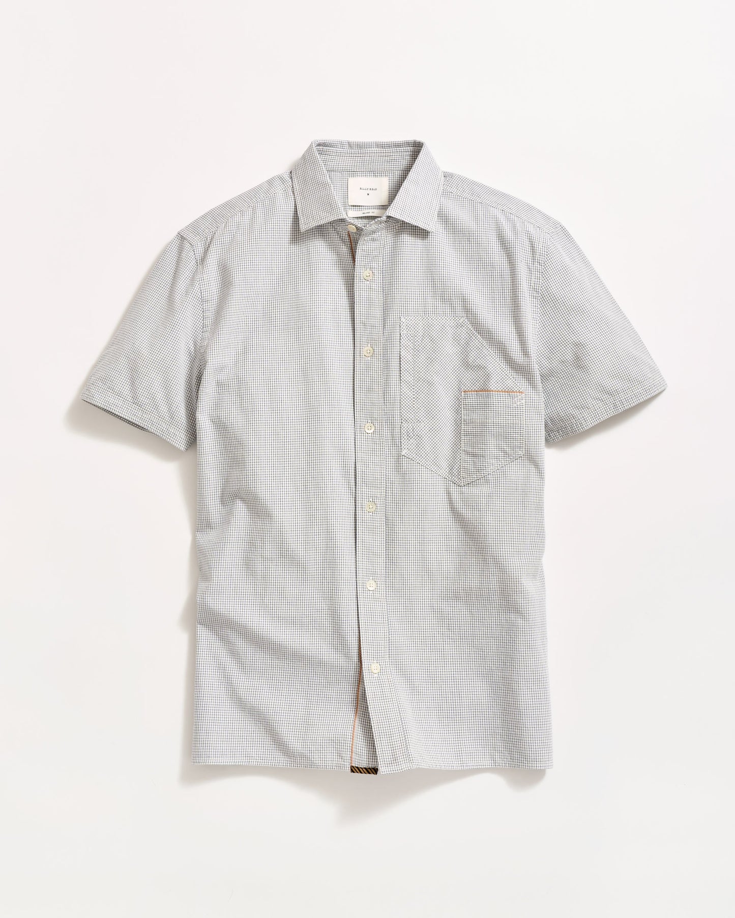 Short Sleeve Selvedge Work Shirt White/Carbon Blue Billy Reid