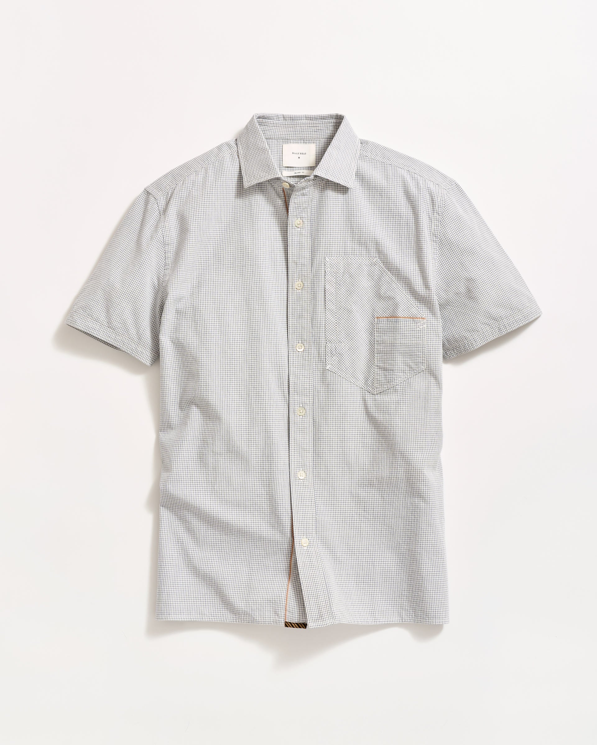 Short Sleeve Selvedge Work Shirt White/Carbon Blue Billy Reid