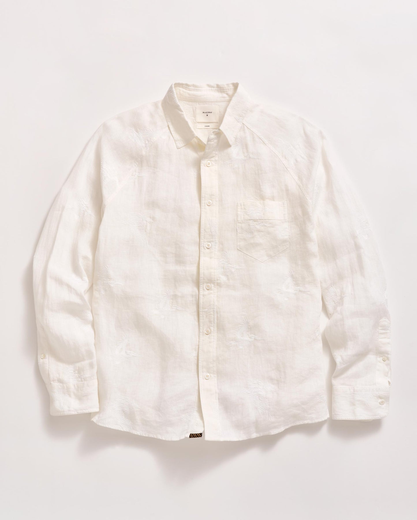 Embroidered Pelican Swarm Raglan Shirt White Billy Reid