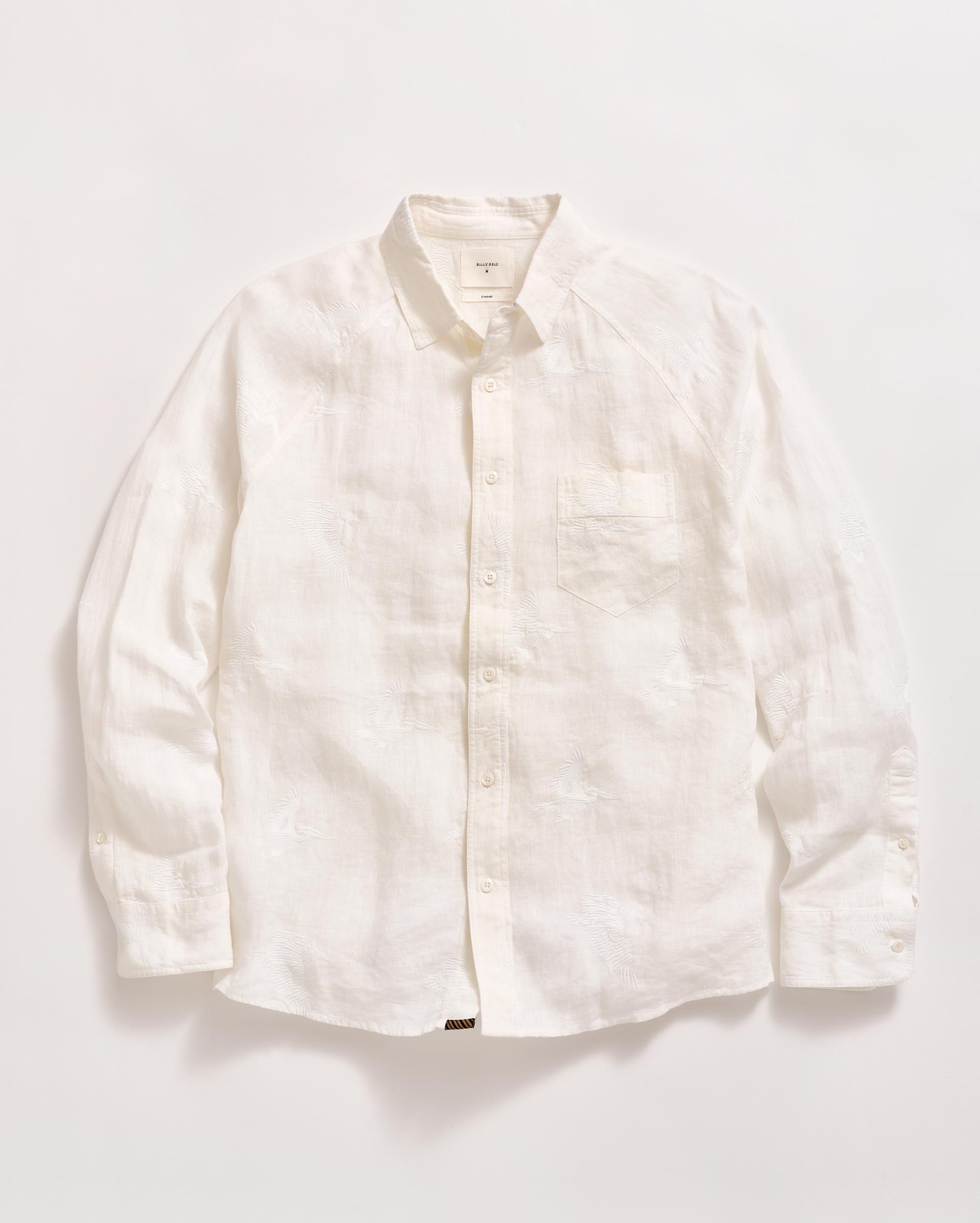 Embroidered Pelican Swarm Raglan Shirt White Billy Reid
