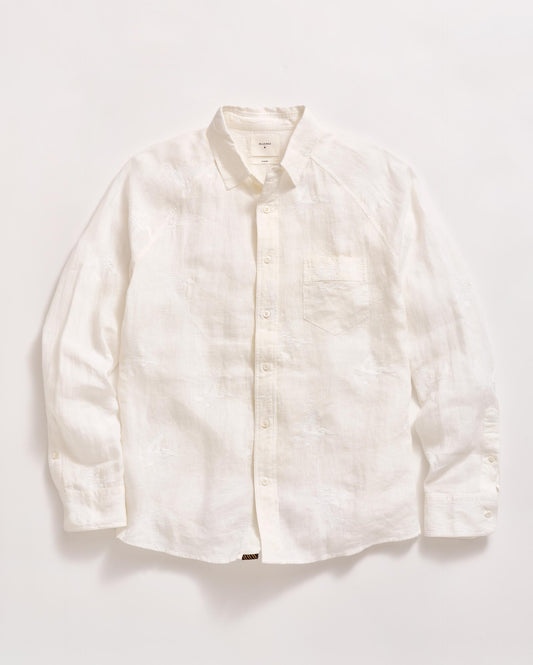 Embroidered Pelican Swarm Raglan Shirt White Billy Reid