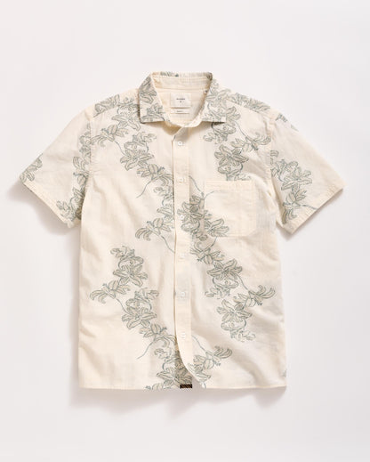 Short Sleeve Watercolor Lily Jacquard Treme Shirt Highway Grey Billy Reid