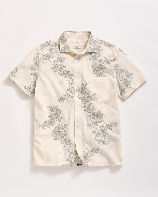 Short Sleeve Watercolor Lily Jacquard Treme Shirt Highway Grey Billy Reid