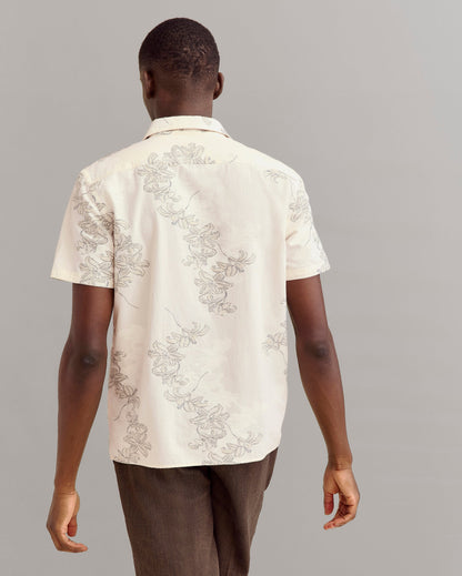 Short Sleeve Watercolor Lily Jacquard Treme Shirt Highway Grey Billy Reid