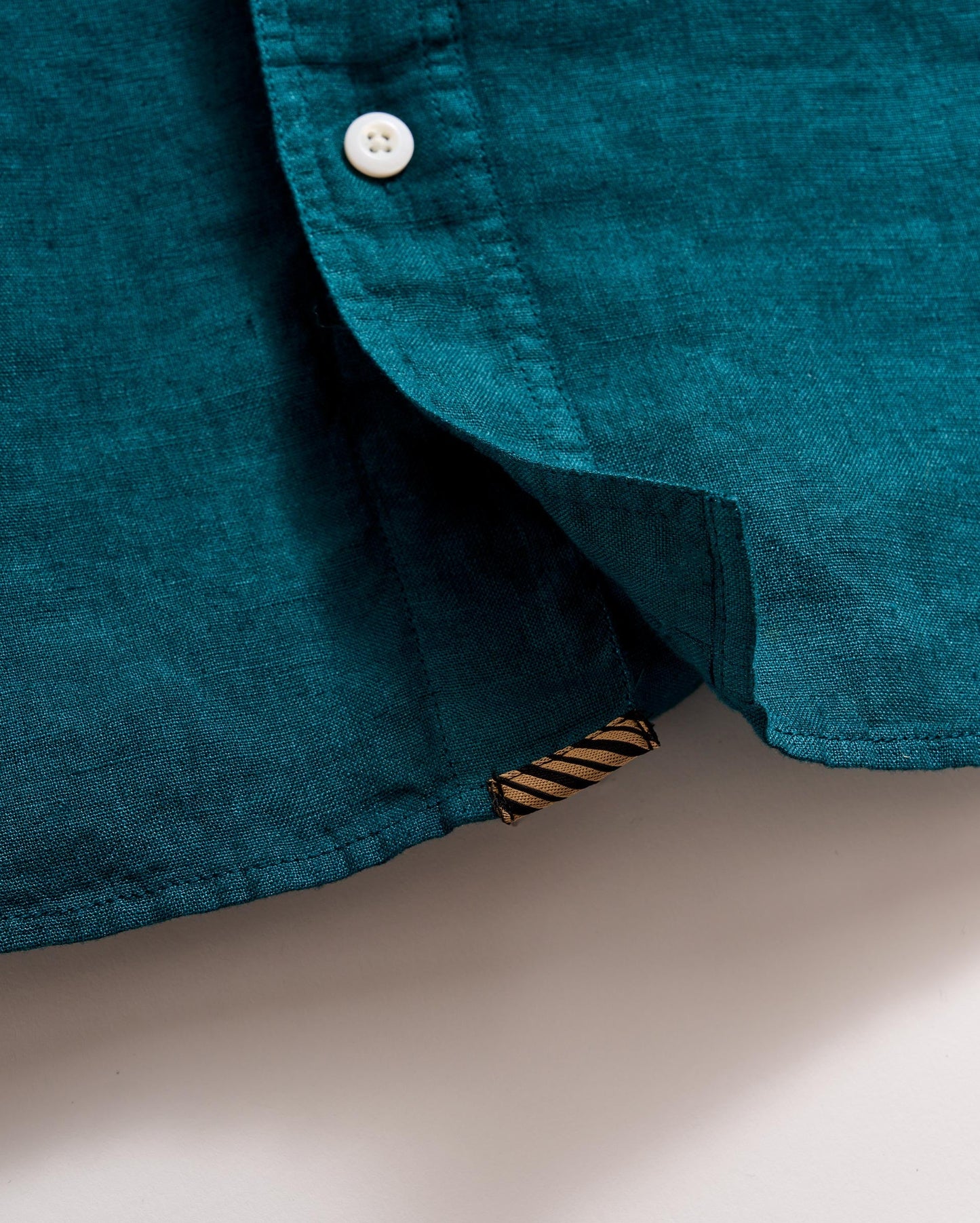 Short Sleeve Linen Tuscumbia Shirt Button Down Deep Teal Billy Reid