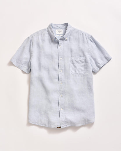 Short Sleeve Linen Tuscumbia Shirt Button Down Grey Mist Billy Reid