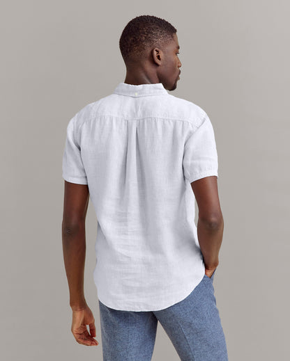 Short Sleeve Linen Tuscumbia Shirt Button Down Grey Mist Billy Reid