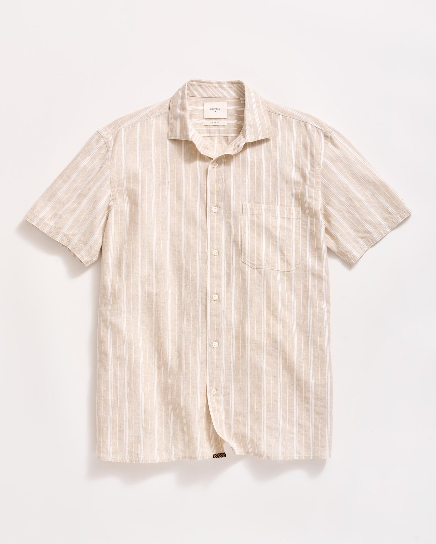 Short Sleeve Barre Stripe Treme Shirt Natural Billy Reid