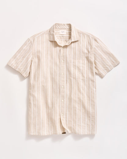 Short Sleeve Barre Stripe Treme Shirt Natural Billy Reid