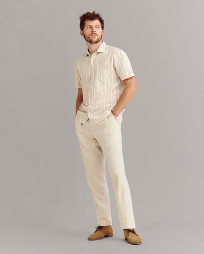 Short Sleeve Barre Stripe Treme Shirt Natural Billy Reid