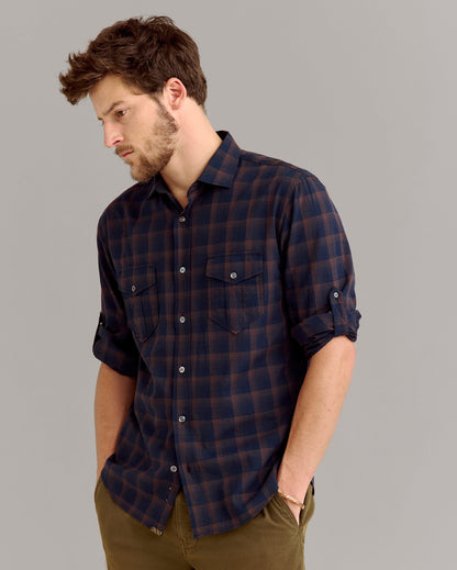 Shadow Plaid Scout Shirt Carbon Blue Billy Reid