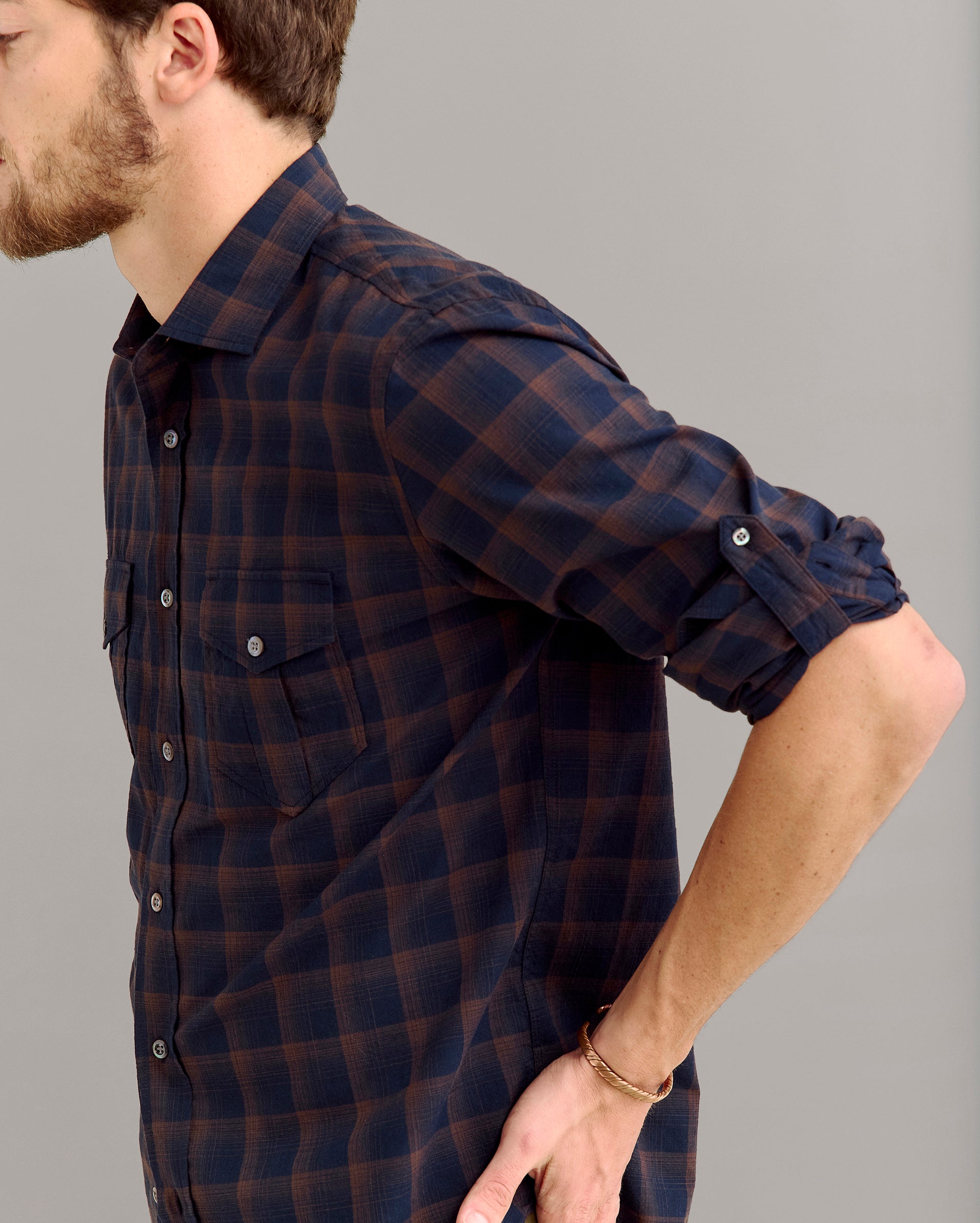 Shadow Plaid Scout Shirt Carbon Blue Billy Reid