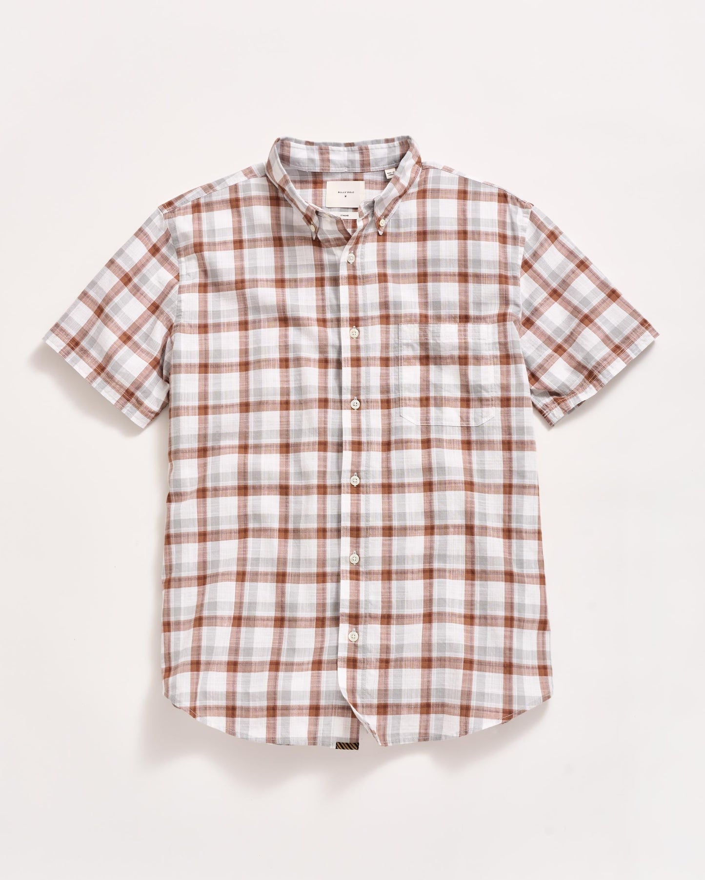 Short Sleeve Tattersail Plaid Tuscumbia Shirt Button Down Oak/Multi Billy Reid
