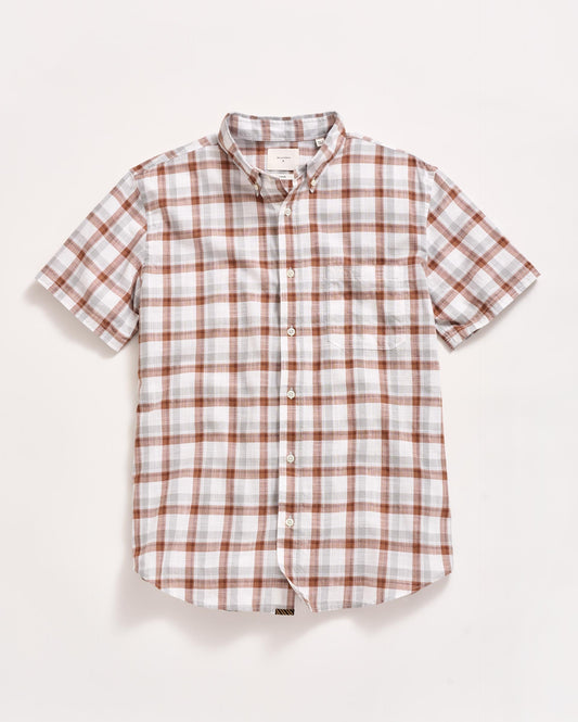 Short Sleeve Tattersail Plaid Tuscumbia Shirt Button Down Oak/Multi Billy Reid