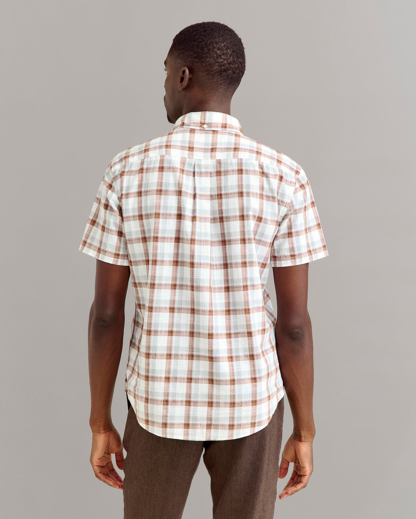 Short Sleeve Tattersail Plaid Tuscumbia Shirt Button Down Oak/Multi Billy Reid