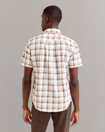 Short Sleeve Tattersail Plaid Tuscumbia Shirt Button Down Oak/Multi Billy Reid