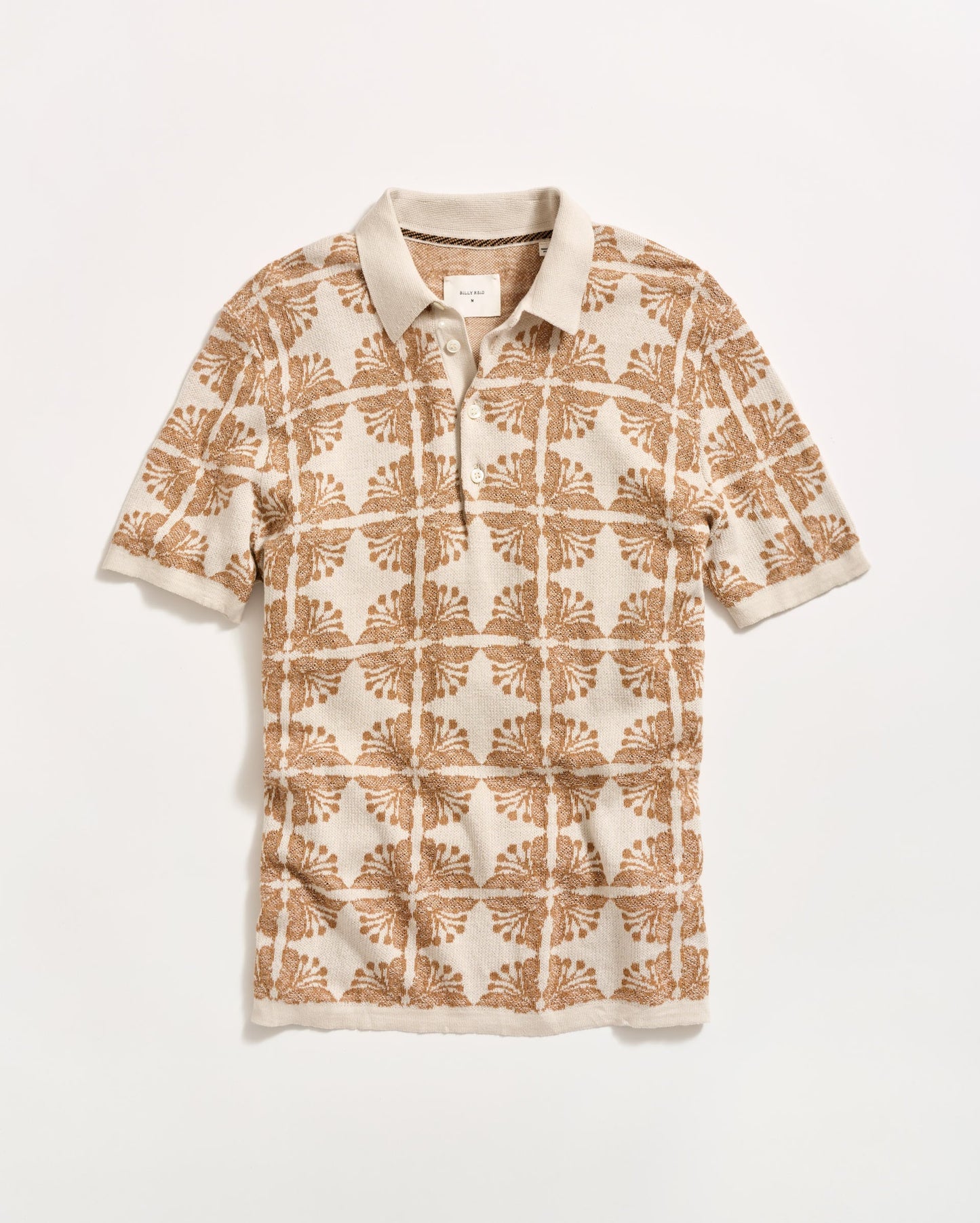 Tile Jacquard Sweater Polo Pumice Billy Reid