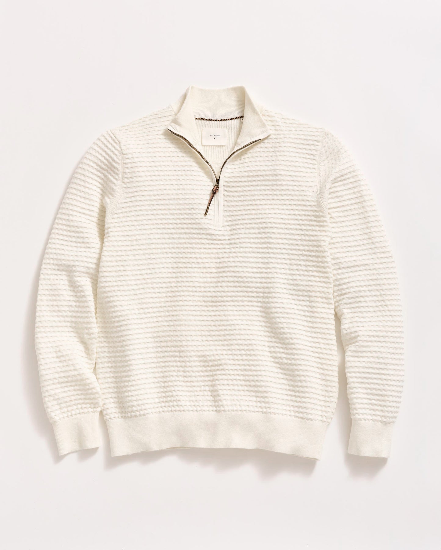 Linen Textured Half Zip Sweater Tinted White Billy Reid