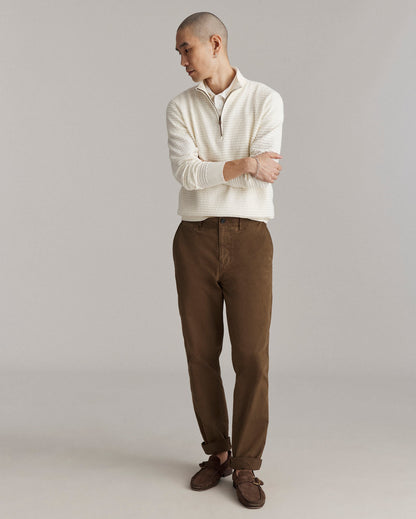 Linen Textured Half Zip Sweater Tinted White Billy Reid