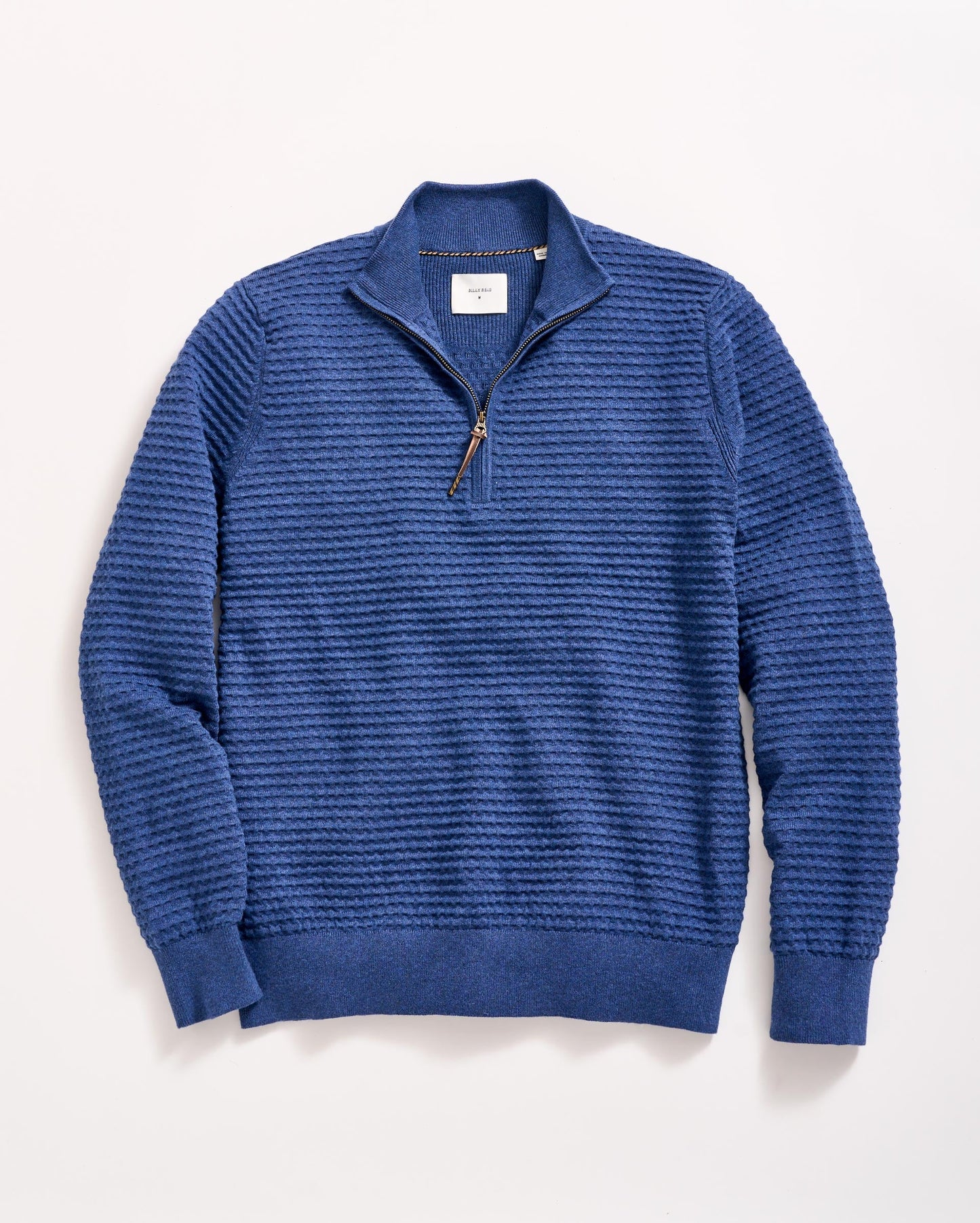 Linen Textured Half Zip Sweater Dark Denim Billy Reid