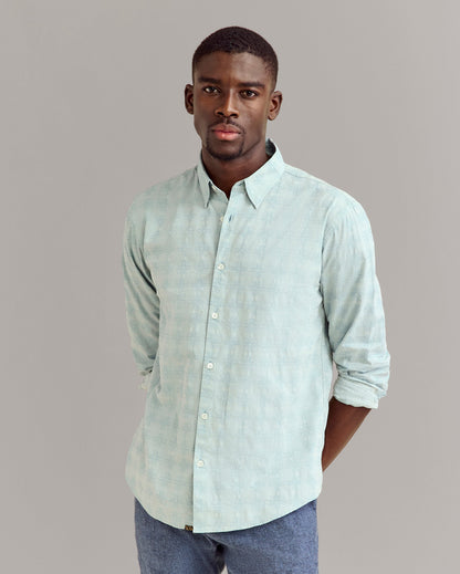 Melange Tile Wilson Shirt Steel Blue Billy Reid