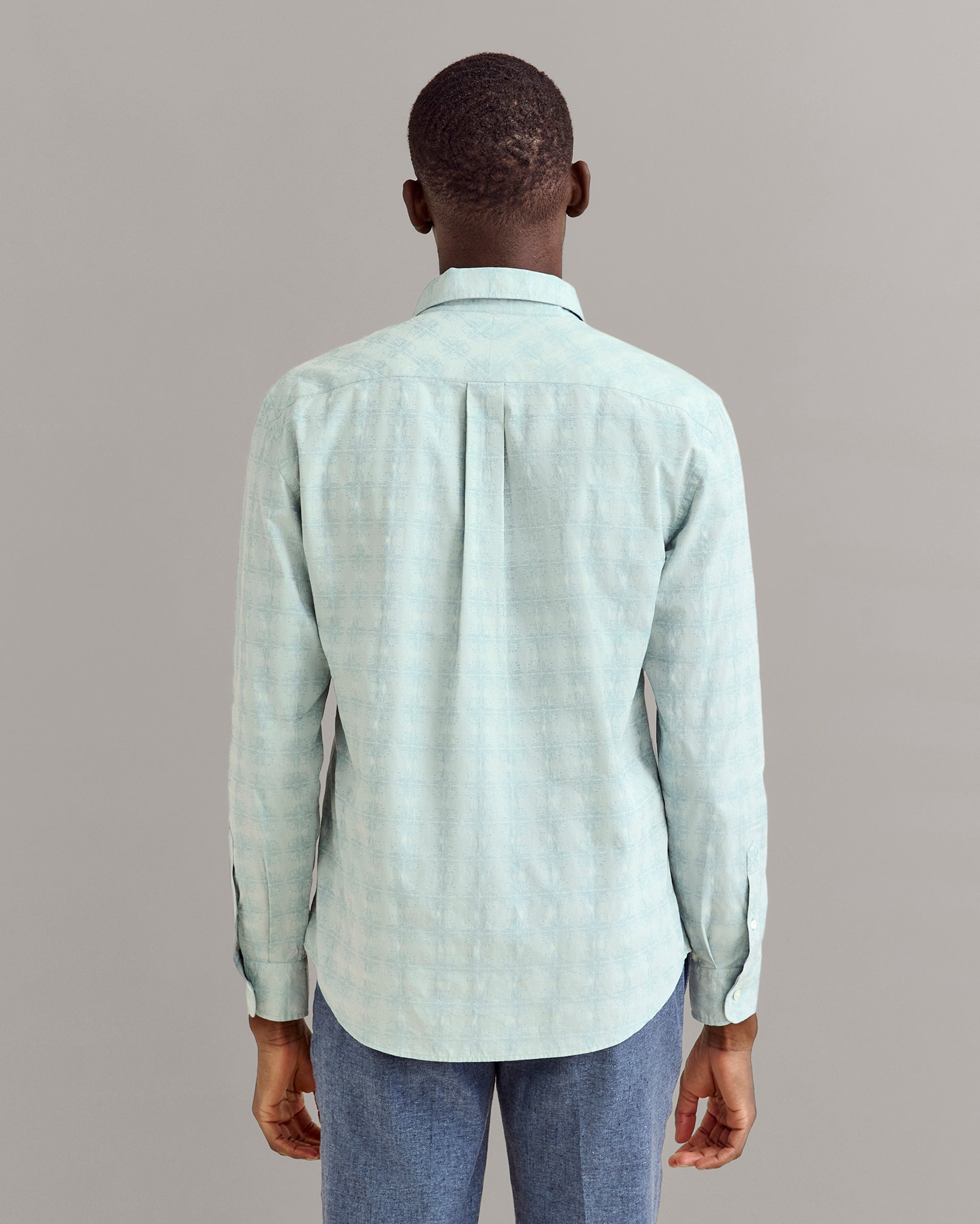 Melange Tile Wilson Shirt Steel Blue Billy Reid