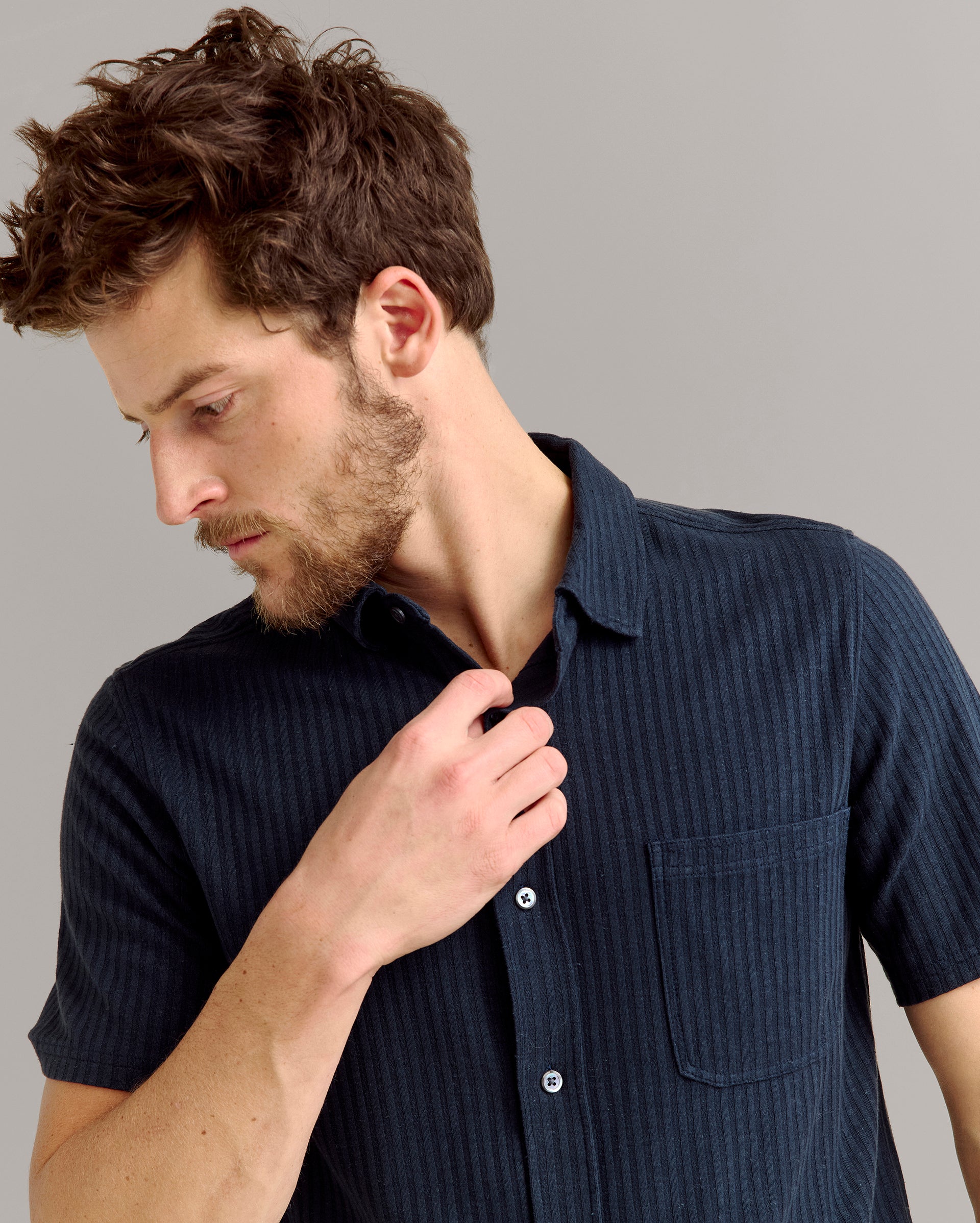 Short Sleeve Knit Treme Shirt Carbon Blue Billy Reid