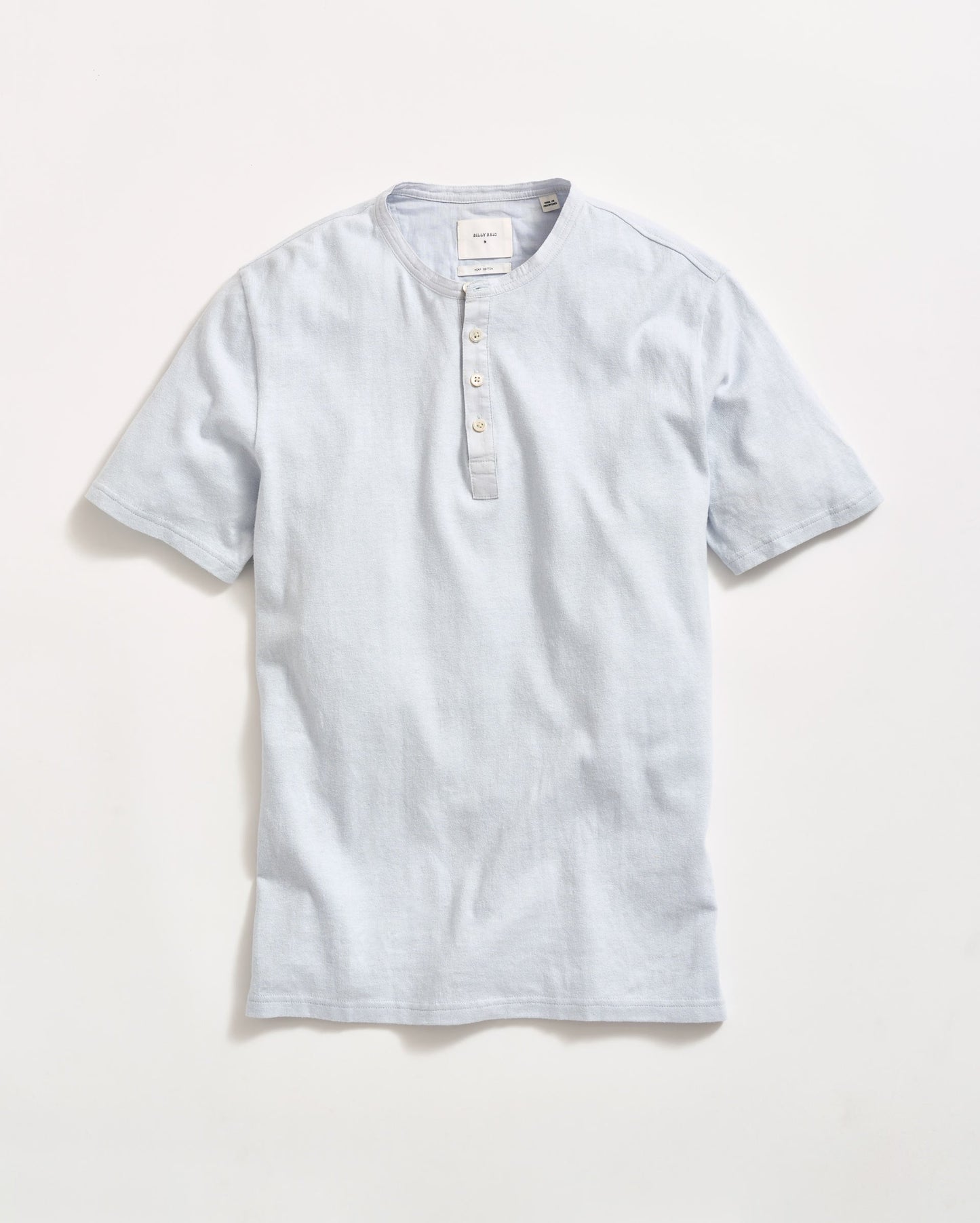 Short Sleeve Hemp Cotton Henley Grey Mist Billy Reid
