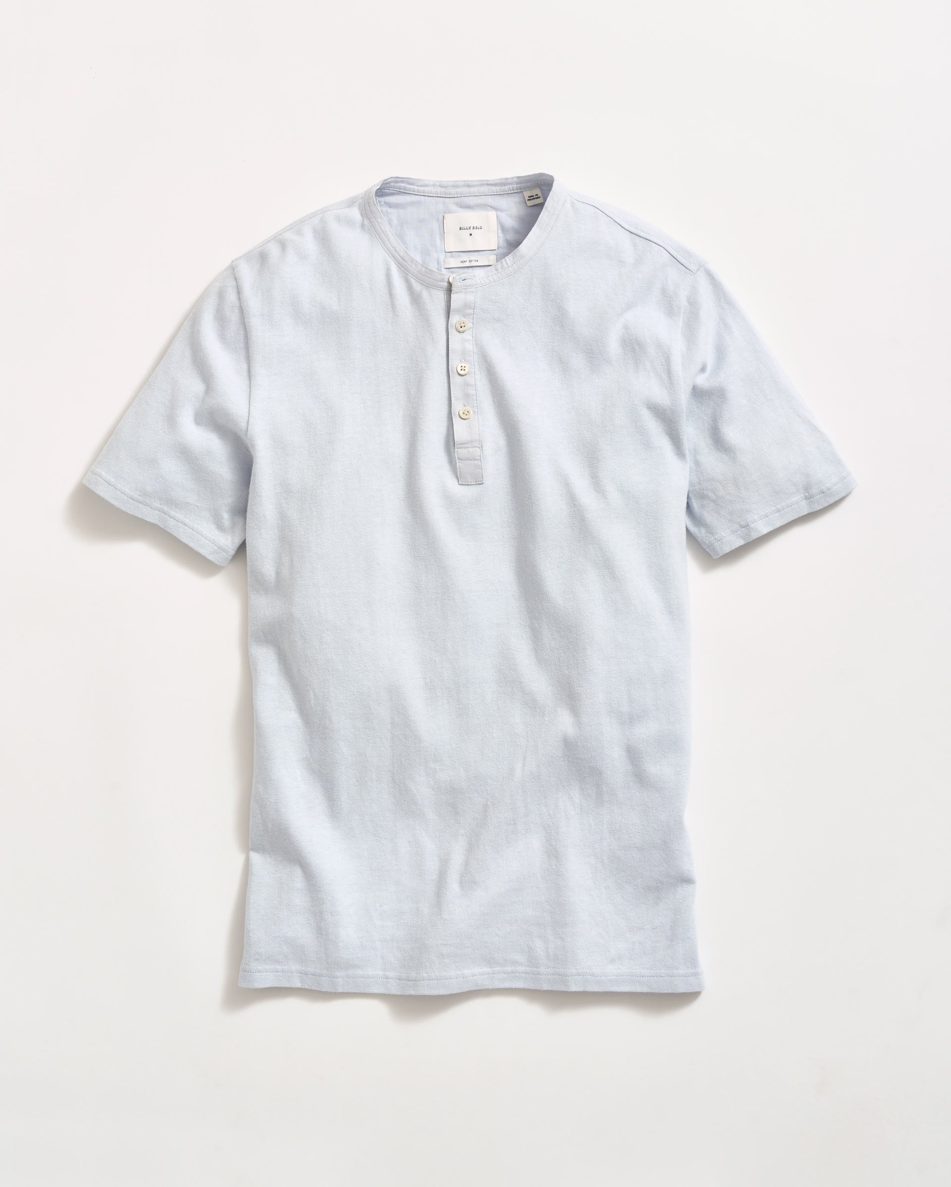 Short Sleeve Hemp Cotton Henley Grey Mist Billy Reid