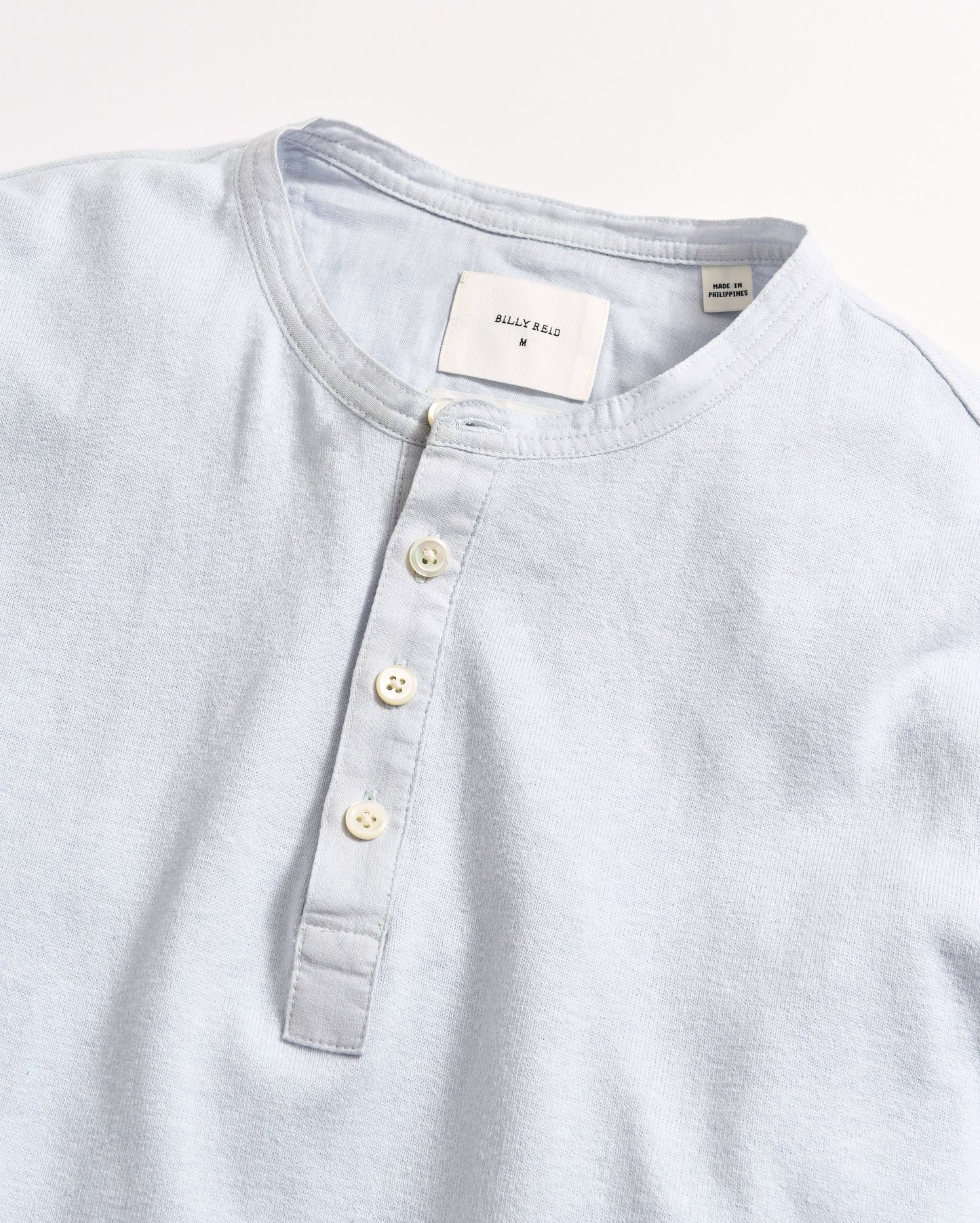 Short Sleeve Hemp Cotton Henley Grey Mist Billy Reid