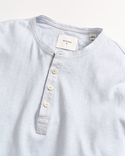 Short Sleeve Hemp Cotton Henley Grey Mist Billy Reid