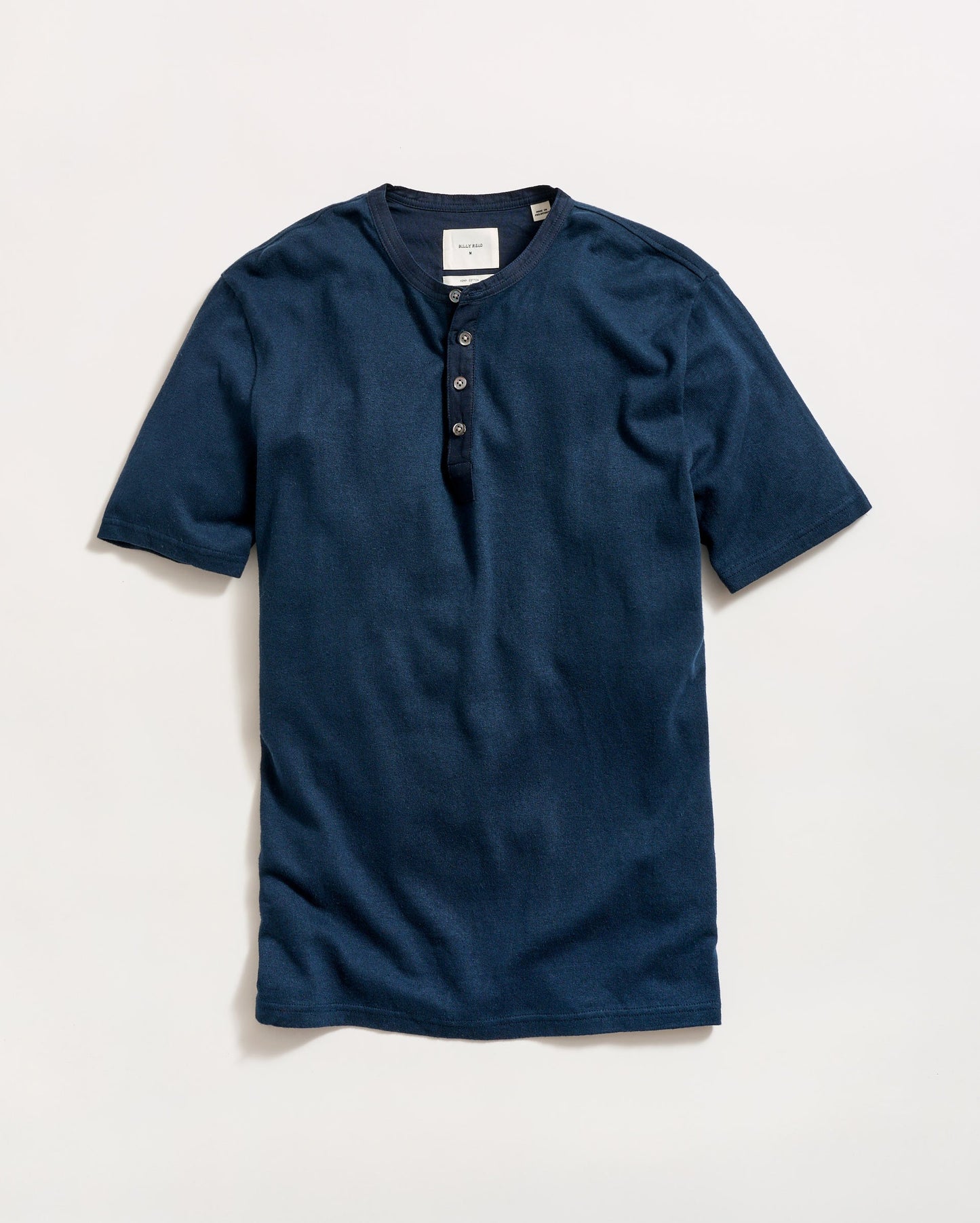 Short Sleeve Hemp Cotton Henley Carbon Blue Billy Reid