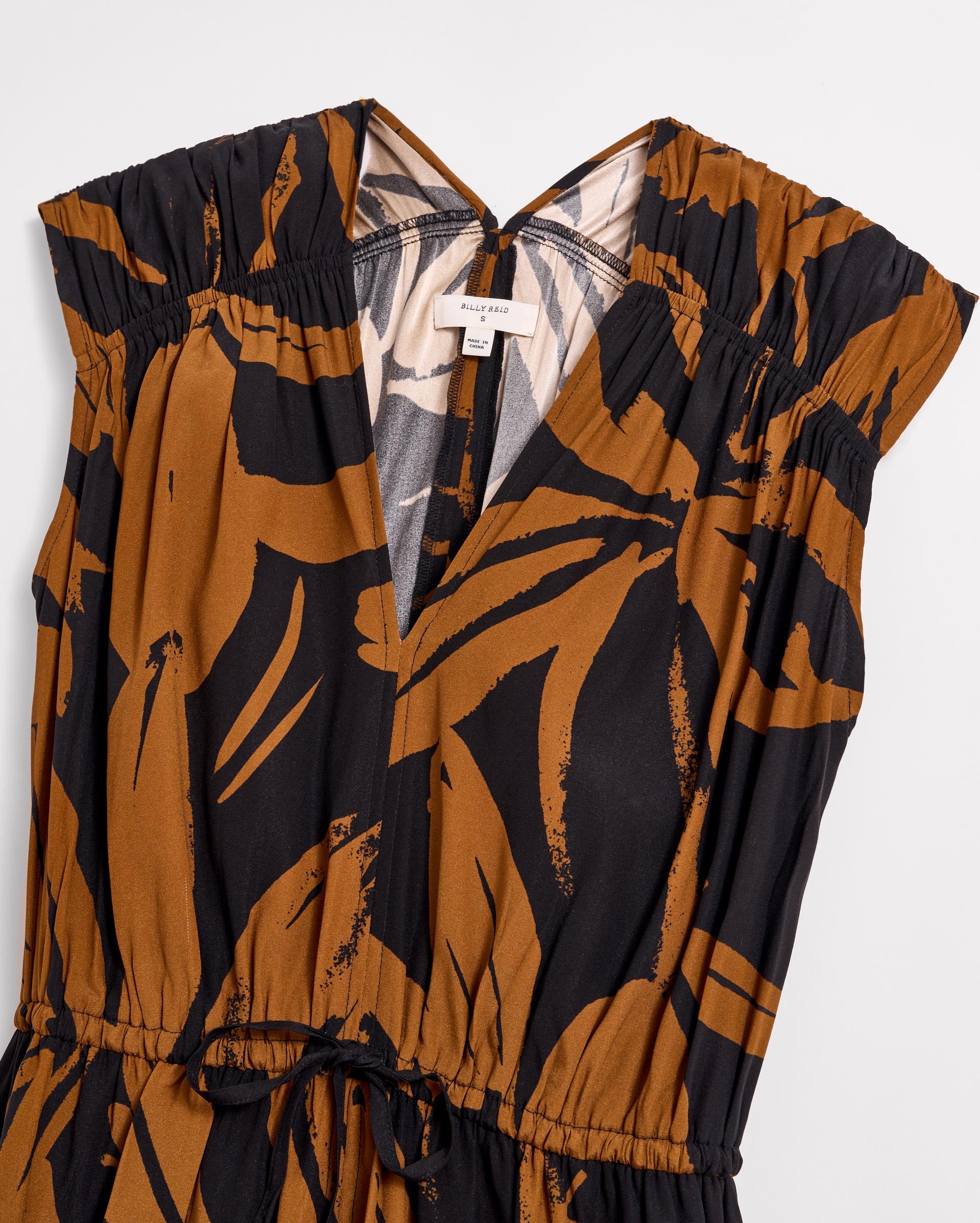 Silk Brush Stroke V-Neck Maxi Dress Billy'S Brown/Black Billy Reid