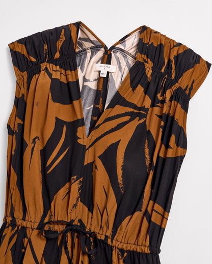 Silk Brush Stroke V-Neck Maxi Dress Billy'S Brown/Black Billy Reid