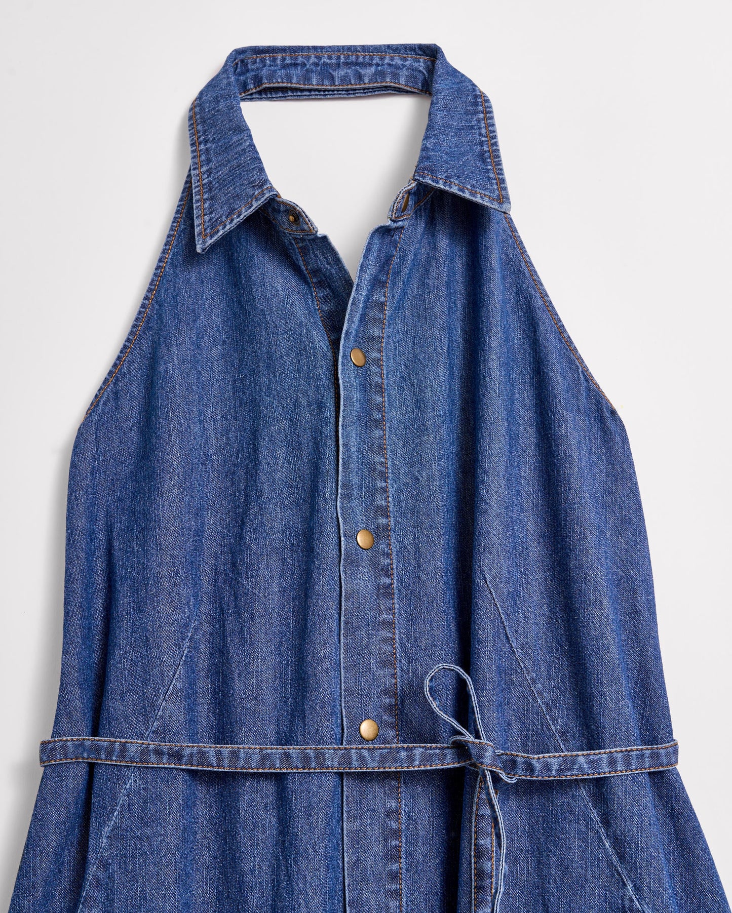 Denim Halterneck Shirt Dress Indigo Billy Reid