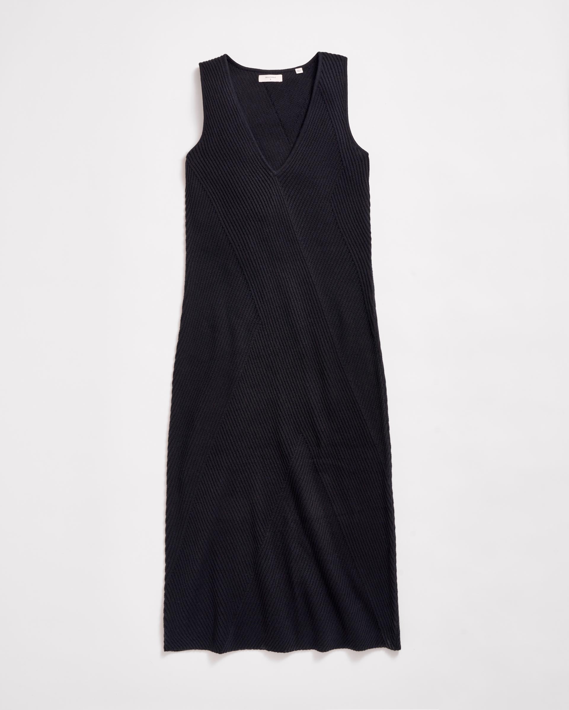 Transfer Rib V-Neck Dress Black Billy Reid