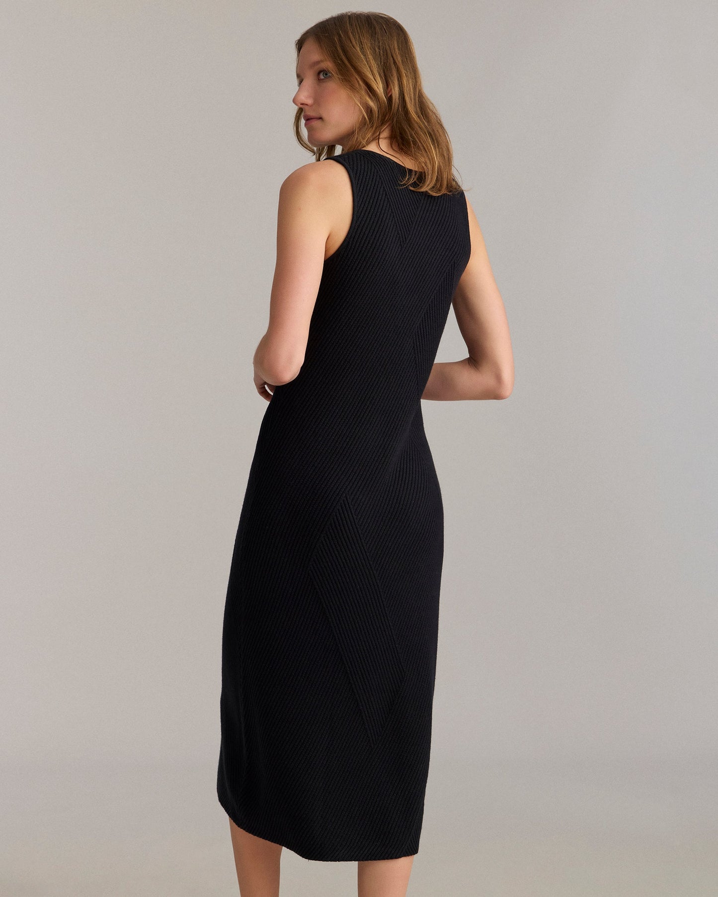 Transfer Rib V-Neck Dress Black Billy Reid
