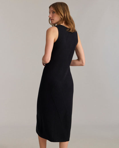 Transfer Rib V-Neck Dress Black Billy Reid