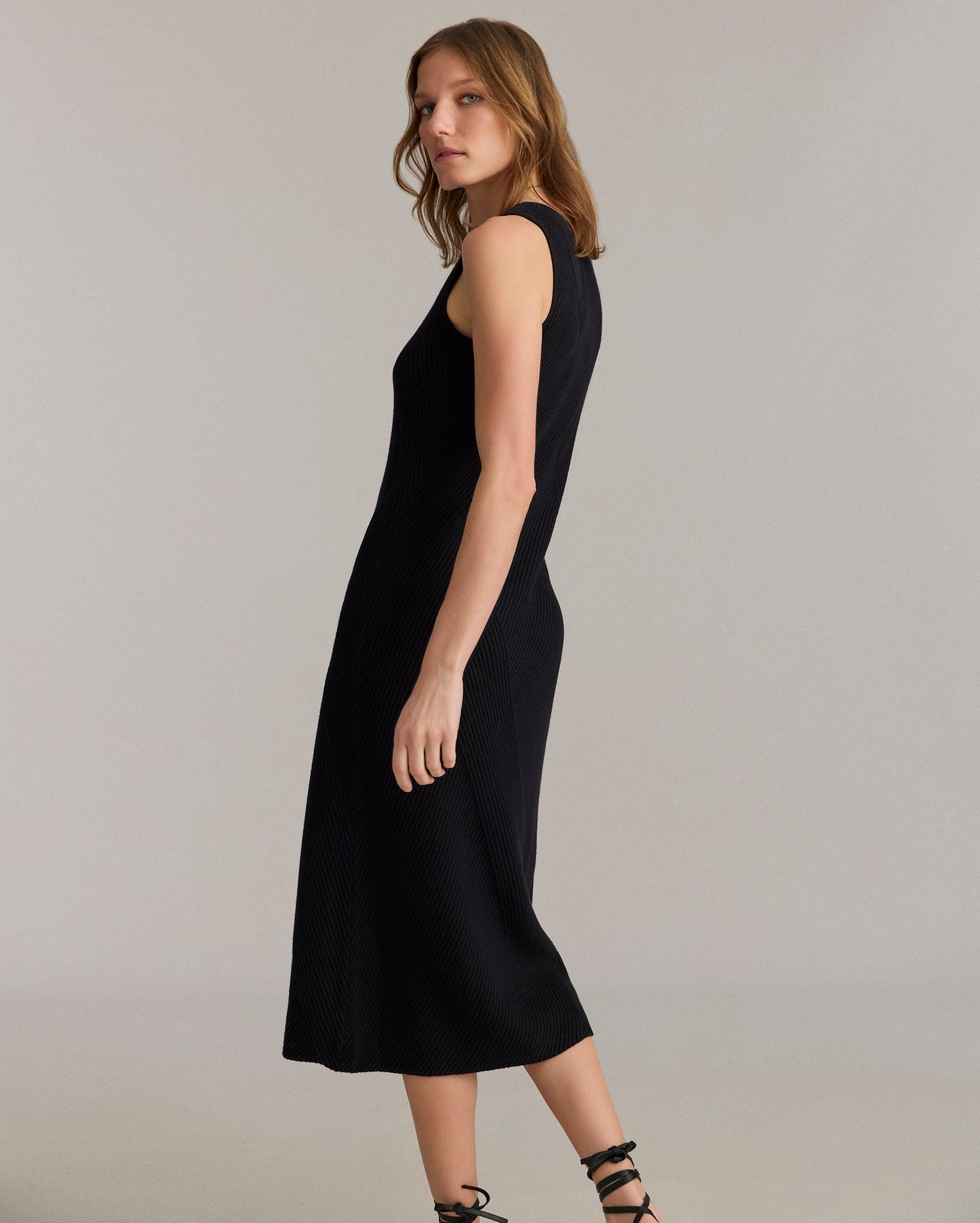 Transfer Rib V-Neck Dress Black Billy Reid