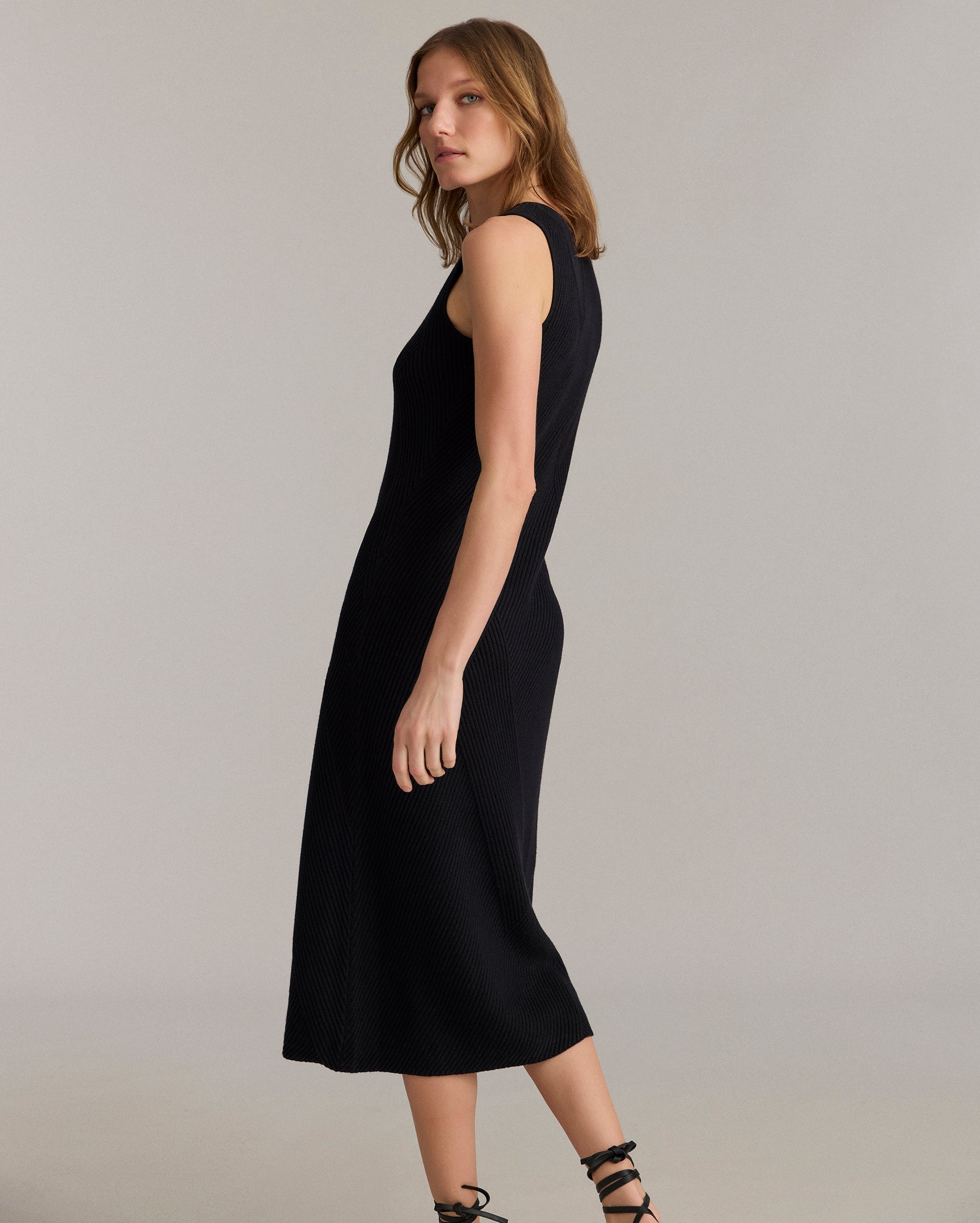 Transfer Rib V-Neck Dress Black Billy Reid