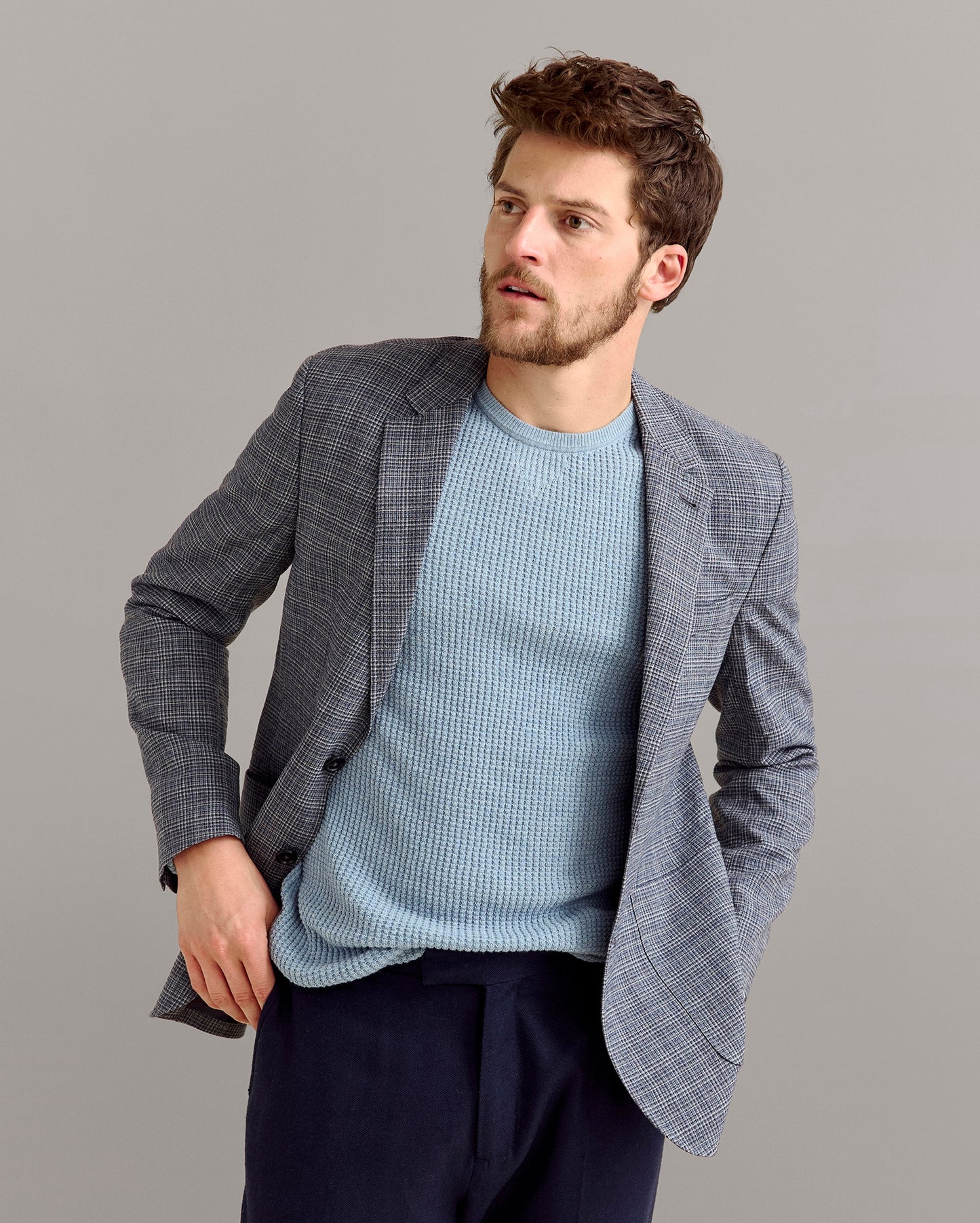 Micro-Plaid Walton Jacket Blue Multi Billy Reid