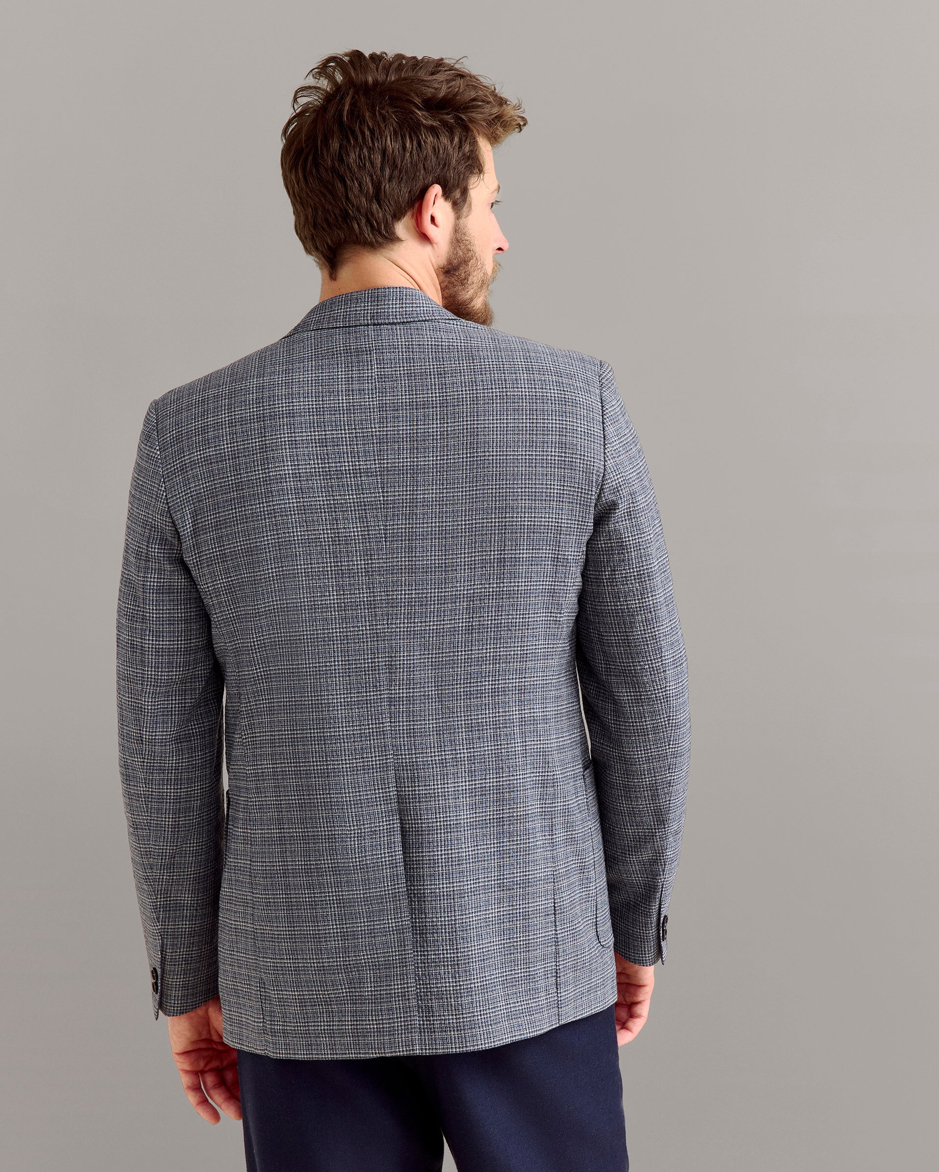Micro-Plaid Walton Jacket Blue Multi Billy Reid