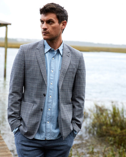 Micro-Plaid Walton Jacket Blue Multi Billy Reid