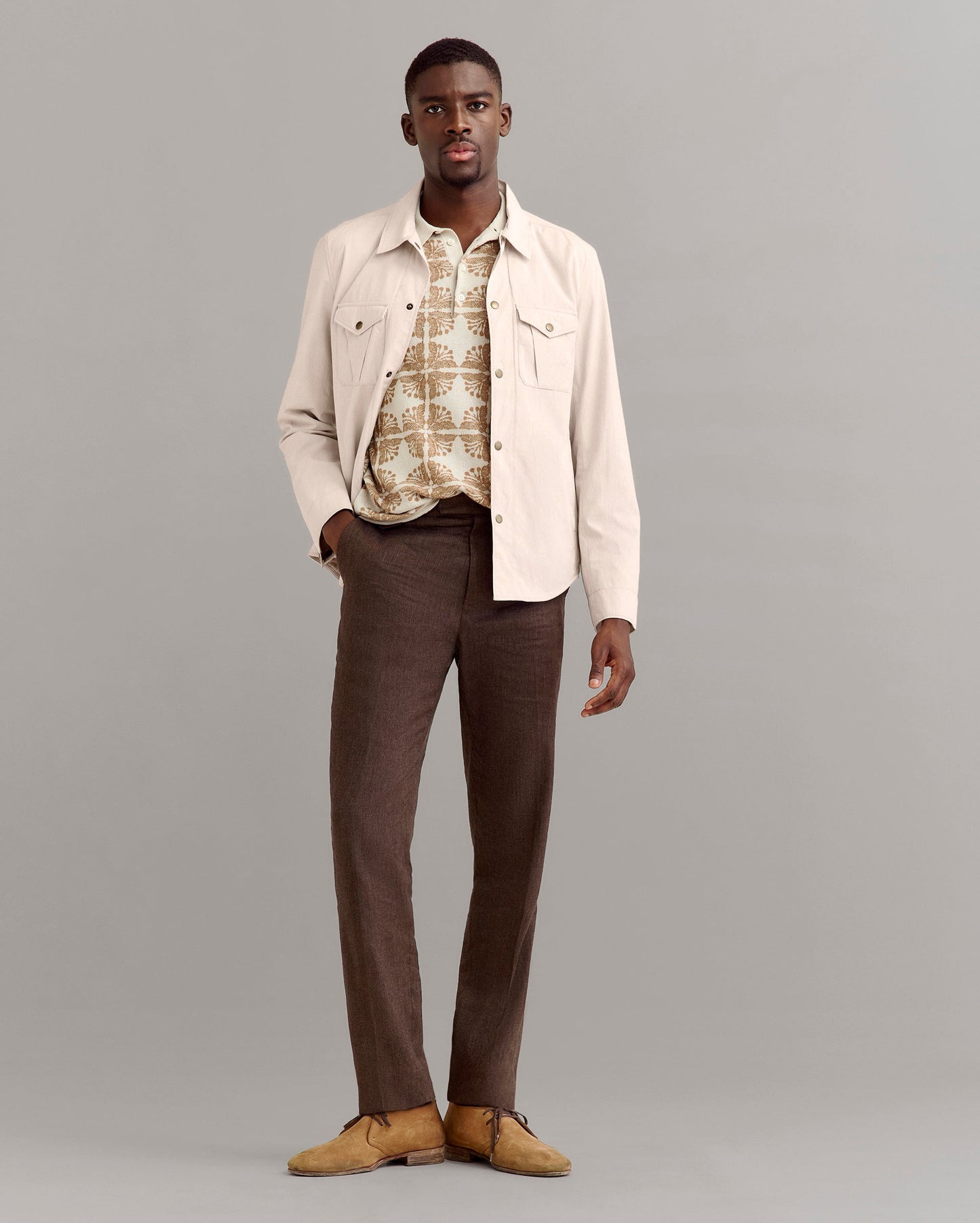 Pincord Roy Shirt Jacket Khaki/Tinted White Billy Reid