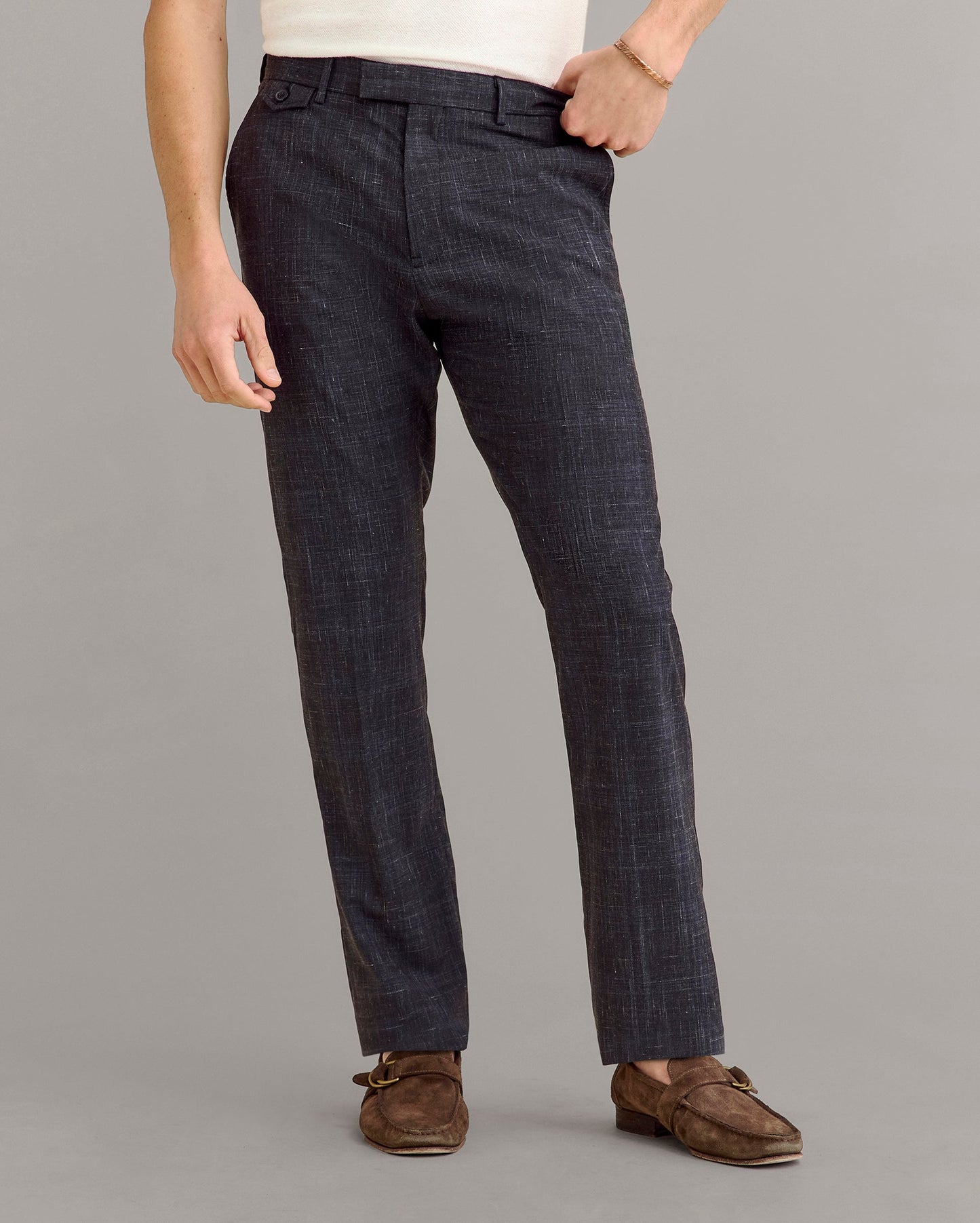 Crosshatch Flat Front Trouser Asphalt Billy Reid