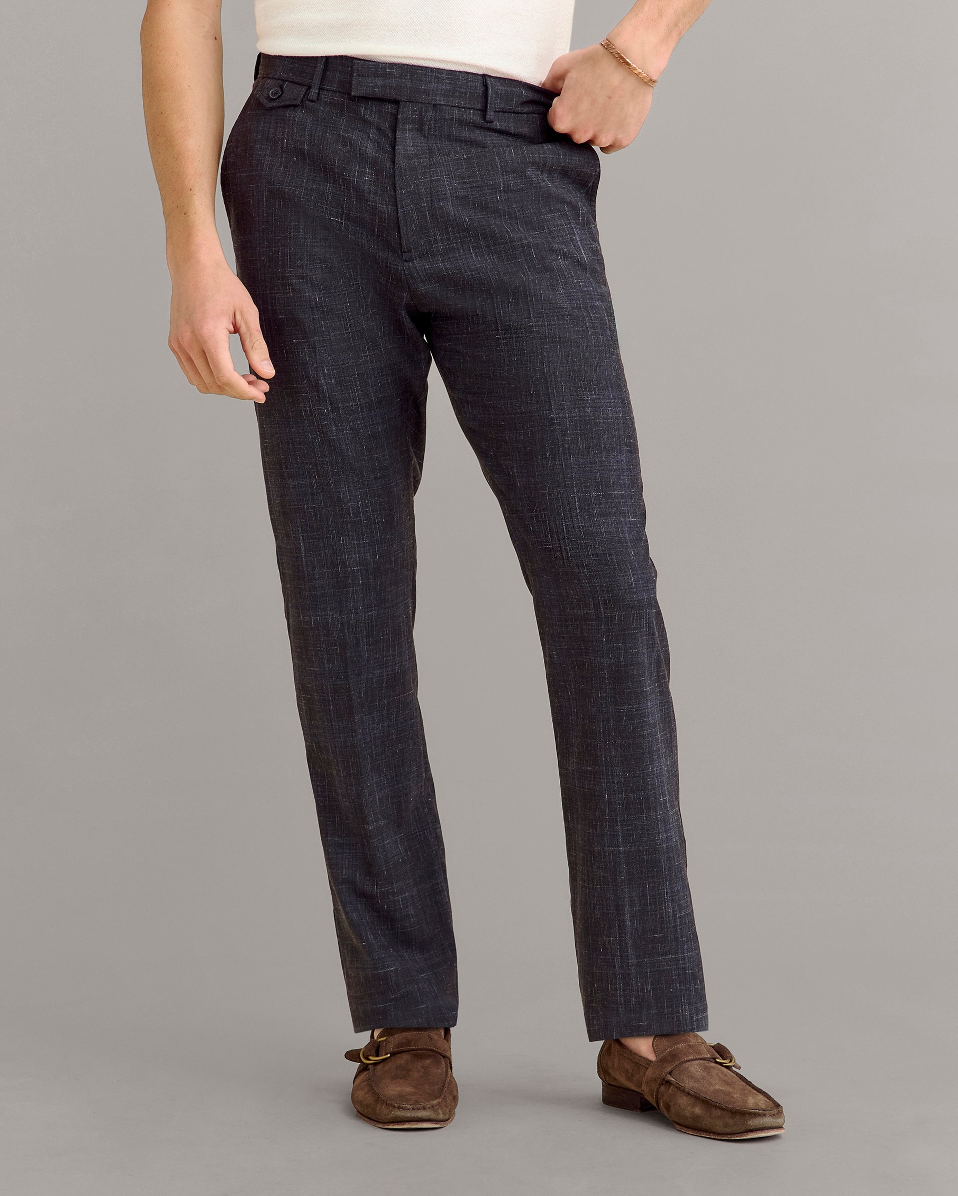 Crosshatch Flat Front Trouser Asphalt Billy Reid